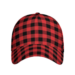 Red And Black Buffalo Plaid Print Baseball Cap