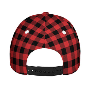 Red And Black Buffalo Plaid Print Baseball Cap