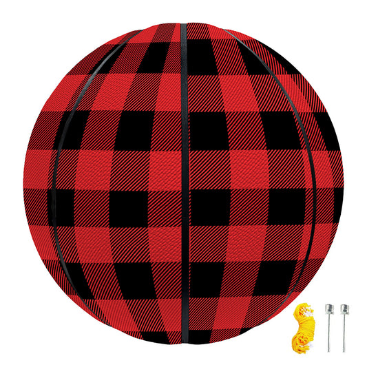 Red And Black Buffalo Plaid Print Basketball