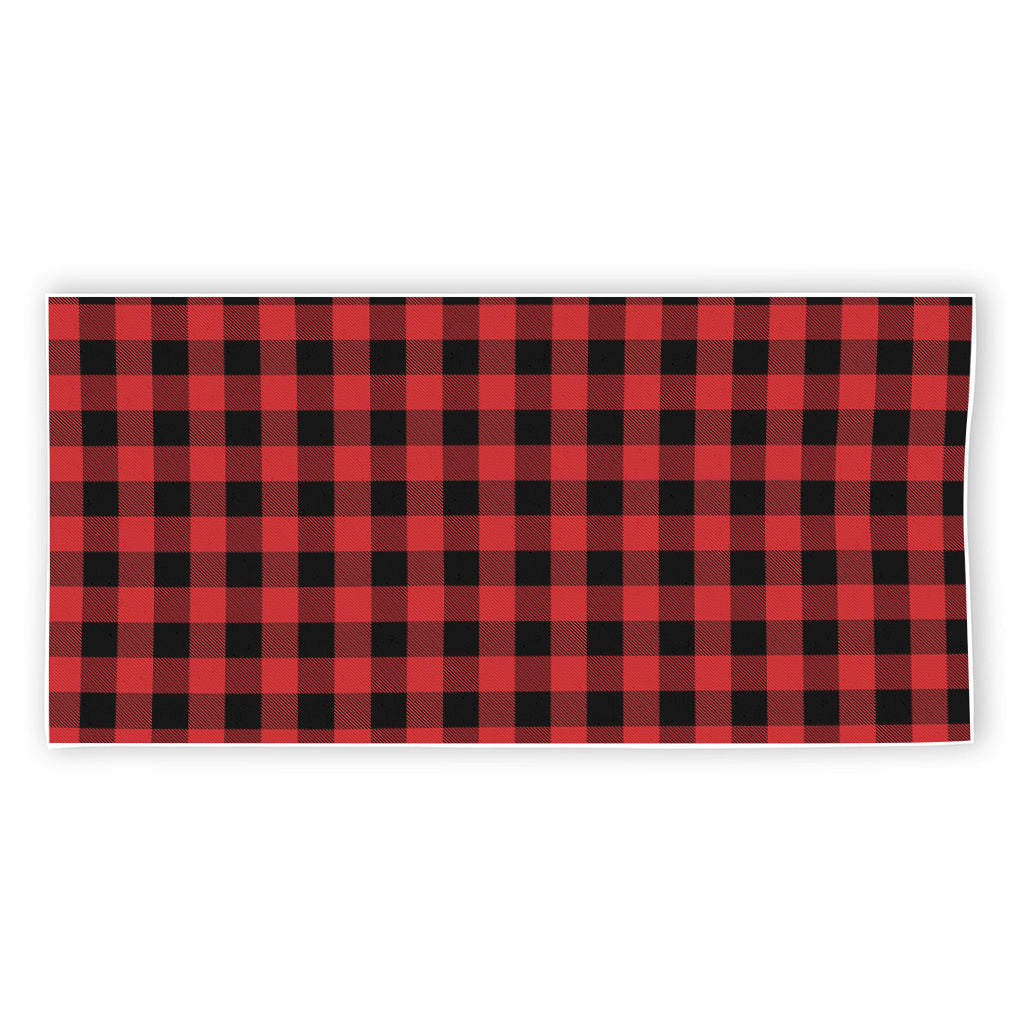 Red And Black Buffalo Plaid Print Beach Towel