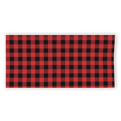 Red And Black Buffalo Plaid Print Beach Towel