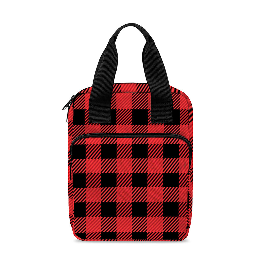 Red And Black Buffalo Plaid Print Bible Tote Bag
