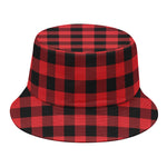Red And Black Buffalo Plaid Print Bucket Hat
