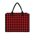 Red And Black Buffalo Plaid Print Canvas Tote Bag