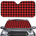 Red And Black Buffalo Plaid Print Car Windshield Sun Shade