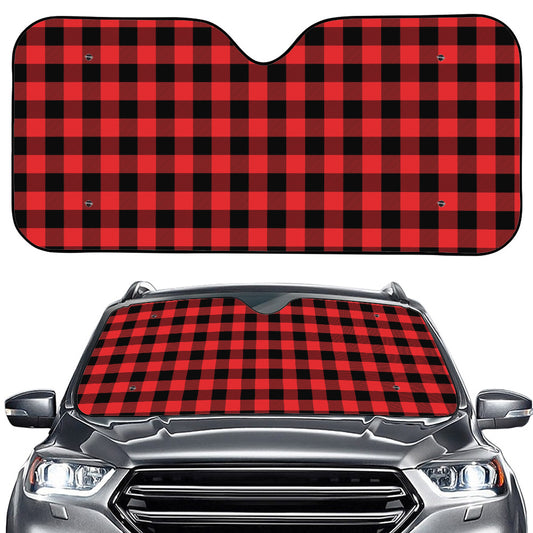 Red And Black Buffalo Plaid Print Car Windshield Sun Shade