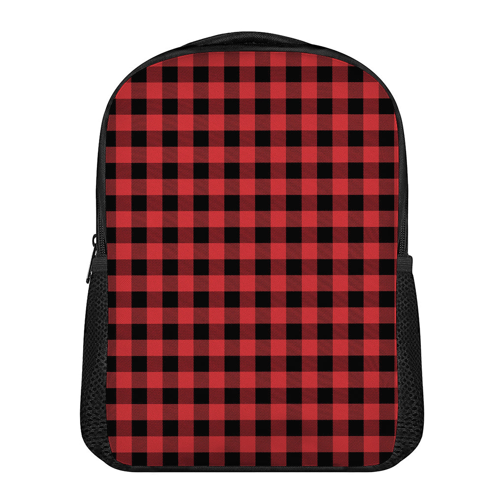 Red And Black Buffalo Plaid Print Casual Backpack