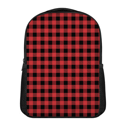 Red And Black Buffalo Plaid Print Casual Backpack