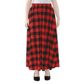 Red And Black Buffalo Plaid Print Chiffon Maxi Skirt