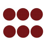 Red And Black Buffalo Plaid Print Coaster Set