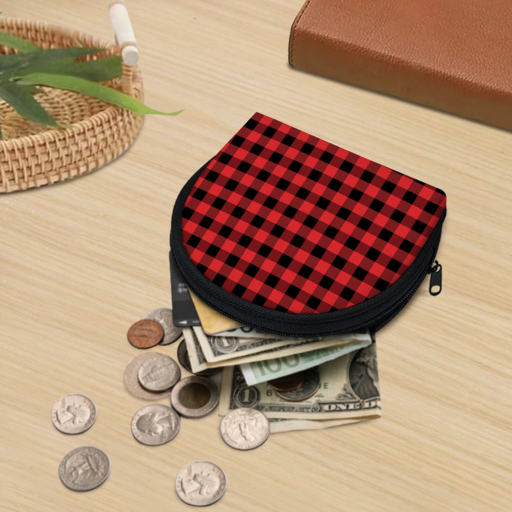 Red And Black Buffalo Plaid Print Coin Purse