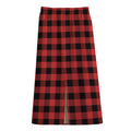 Red And Black Buffalo Plaid Print Cotton Front Slit Maxi Skirt