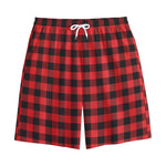Red And Black Buffalo Plaid Print Cotton Shorts