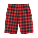 Red And Black Buffalo Plaid Print Cotton Shorts
