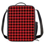 Red And Black Buffalo Plaid Print Crossbody Lunch Bag