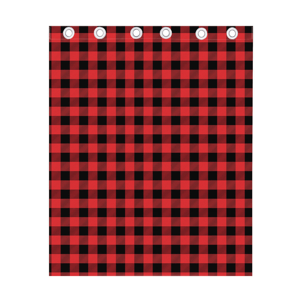 Red And Black Buffalo Plaid Print Curtain