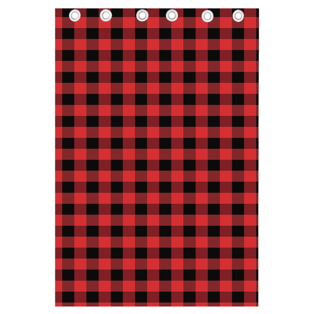 Red And Black Buffalo Plaid Print Curtain