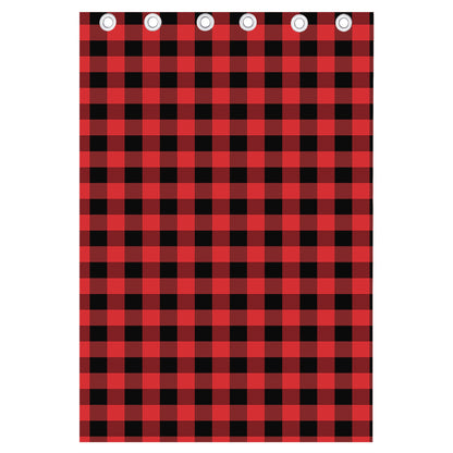 Red And Black Buffalo Plaid Print Curtain