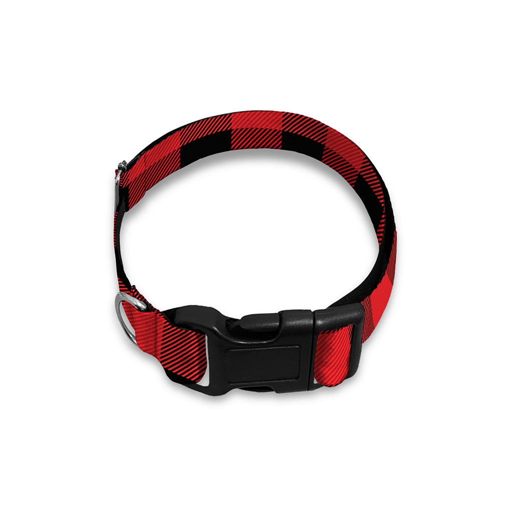 Red And Black Buffalo Plaid Print Dog Collar