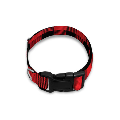 Red And Black Buffalo Plaid Print Dog Collar