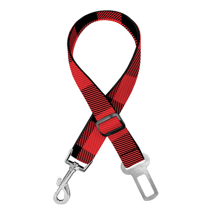 Red And Black Buffalo Plaid Print Dog Seat Belt