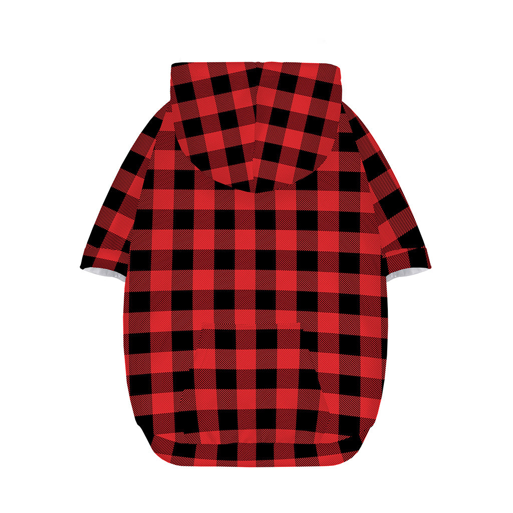 Red And Black Buffalo Plaid Print Dog Zip Up Hoodie