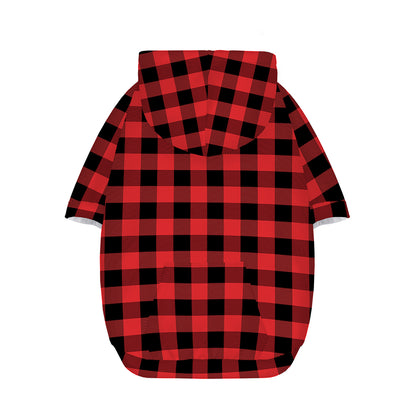 Red And Black Buffalo Plaid Print Dog Zip Up Hoodie