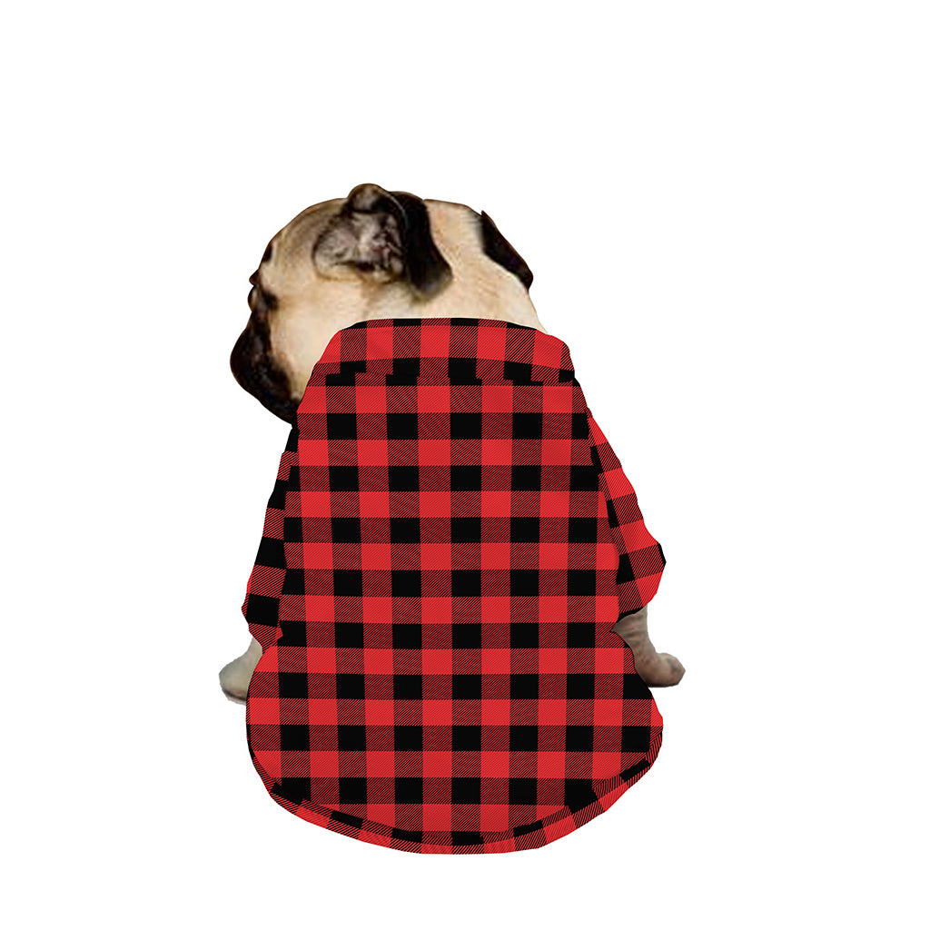Red And Black Buffalo Plaid Print Dog Zip Up Jacket