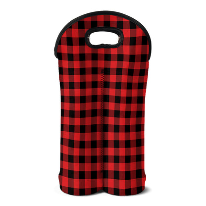 Red And Black Buffalo Plaid Print Double Neoprene Wine Tote