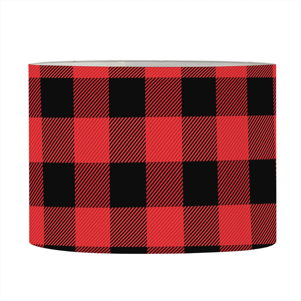 Red And Black Buffalo Plaid Print Drum Lamp Shade