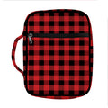 Red And Black Buffalo Plaid Print Front Pocket Bible Bag