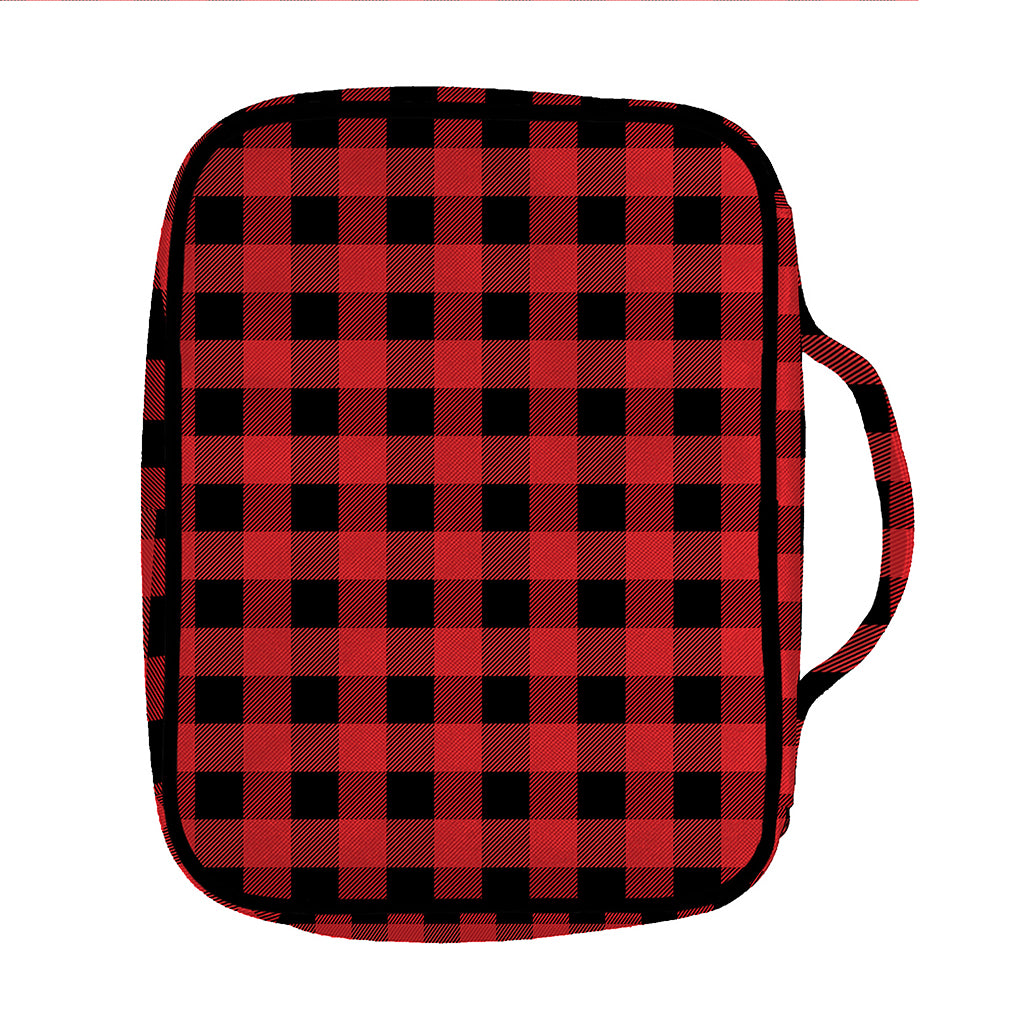 Red And Black Buffalo Plaid Print Front Pocket Bible Bag