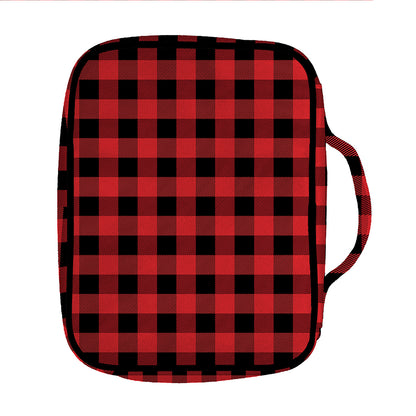 Red And Black Buffalo Plaid Print Front Pocket Bible Bag