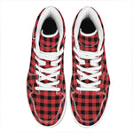 Red And Black Buffalo Plaid Print High Top Leather Sneakers
