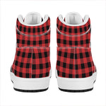 Red And Black Buffalo Plaid Print High Top Leather Sneakers