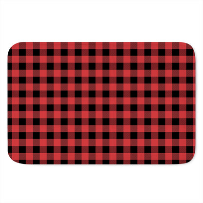 Red And Black Buffalo Plaid Print Indoor Door Mat
