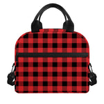 Red And Black Buffalo Plaid Print Insulated Lunch Bag