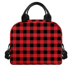 Red And Black Buffalo Plaid Print Insulated Lunch Bag