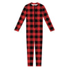 Red And Black Buffalo Plaid Print Jumpsuit