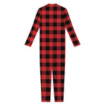 Red And Black Buffalo Plaid Print Jumpsuit