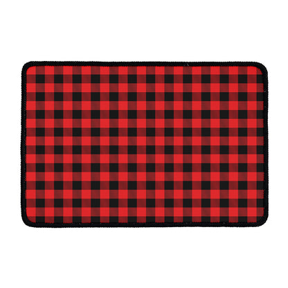 Red And Black Buffalo Plaid Print Kitchen Mat