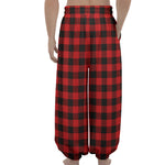 Red And Black Buffalo Plaid Print Lantern Pants