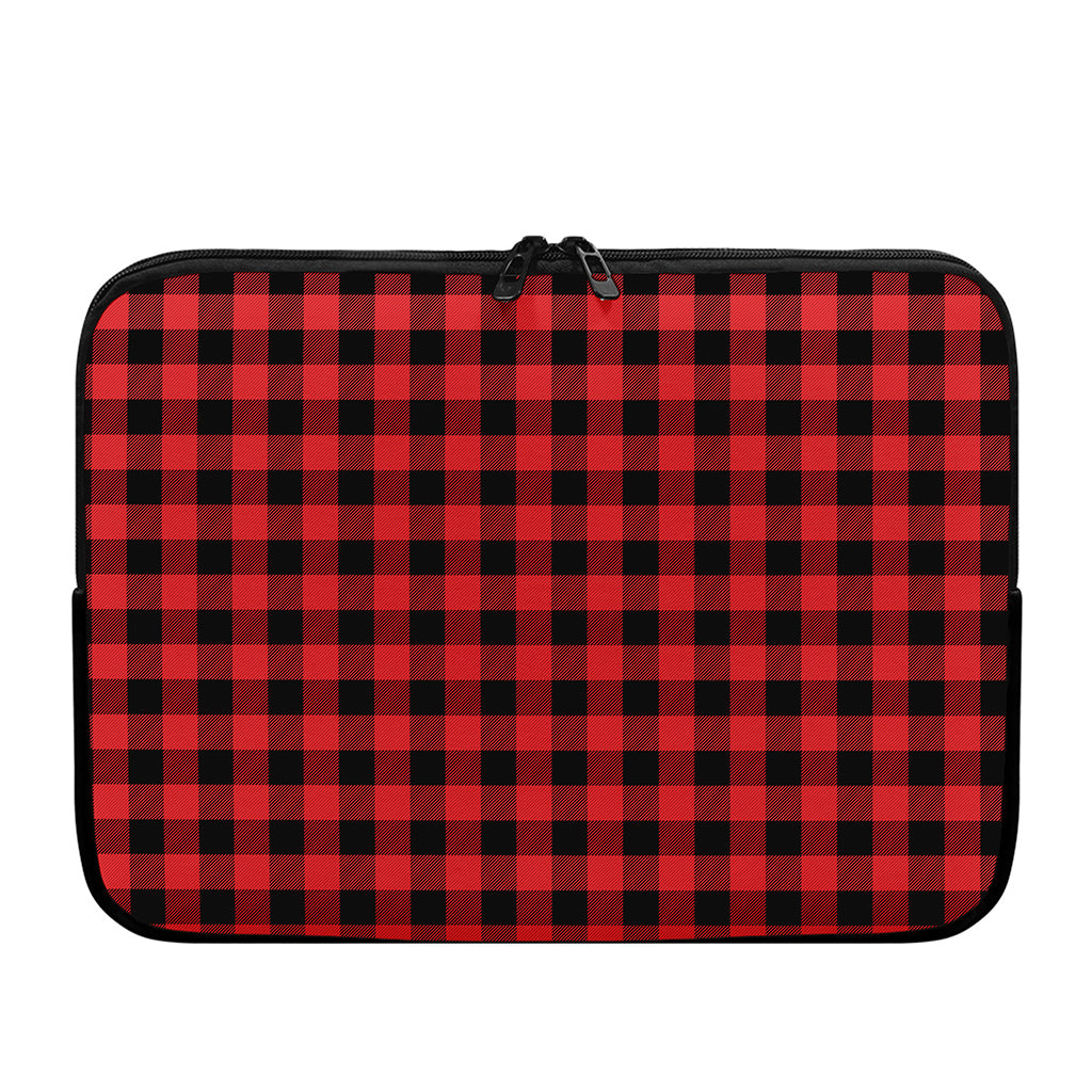 Red And Black Buffalo Plaid Print Laptop Sleeve