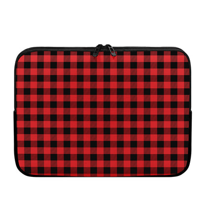 Red And Black Buffalo Plaid Print Laptop Sleeve