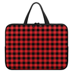 Red And Black Buffalo Plaid Print Laptop Sleeve With Handle