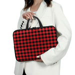 Red And Black Buffalo Plaid Print Laptop Sleeve With Handle