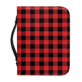 Red And Black Buffalo Plaid Print Leather Bible Cover