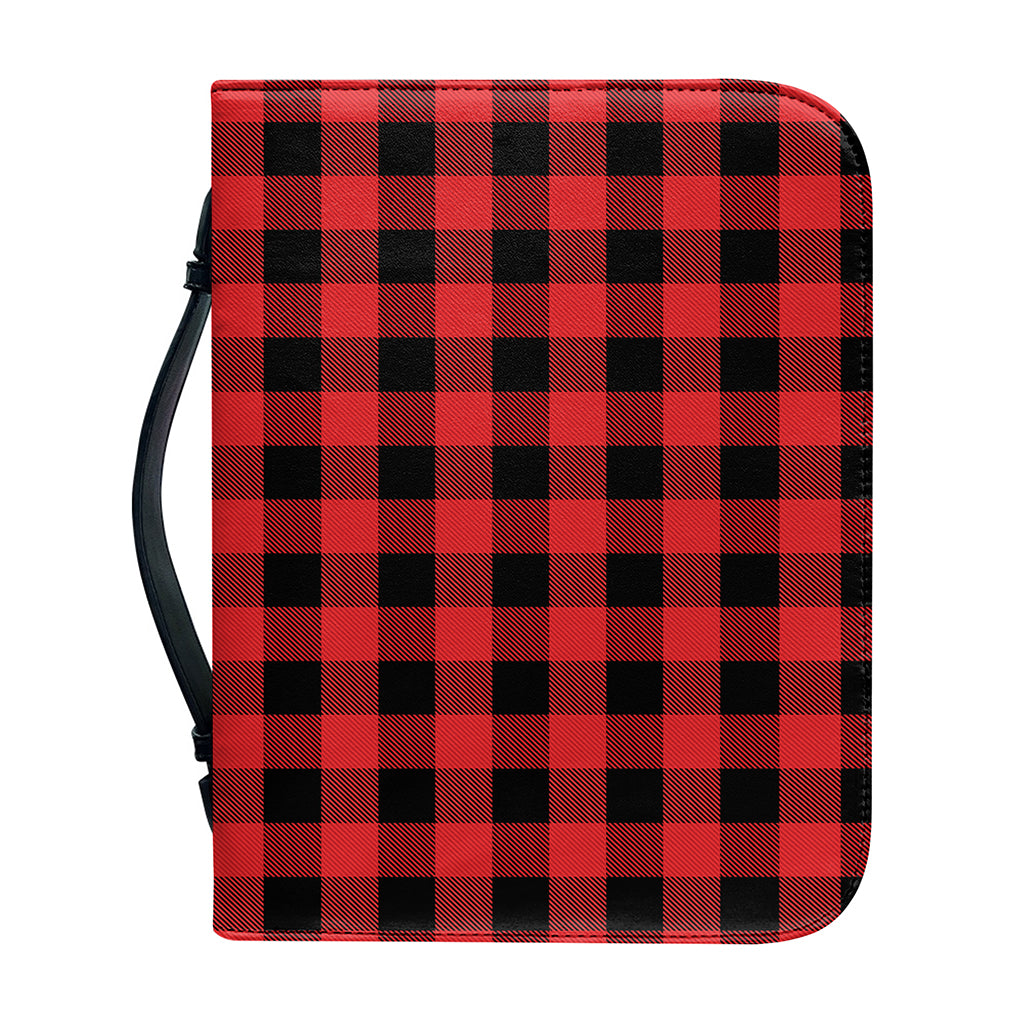 Red And Black Buffalo Plaid Print Leather Bible Cover