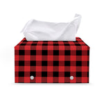 Red And Black Buffalo Plaid Print Leather Tissue Box Cover