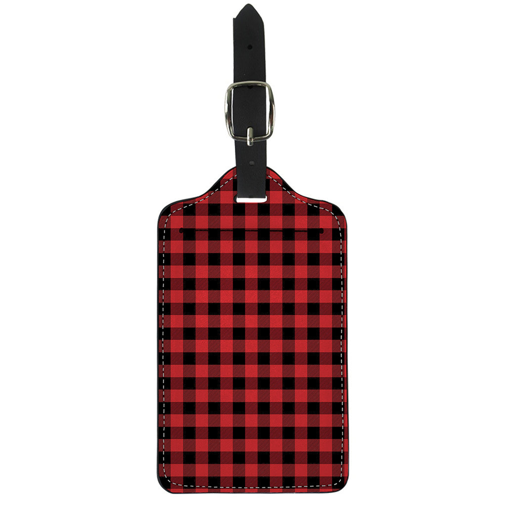Red And Black Buffalo Plaid Print Luggage Tag